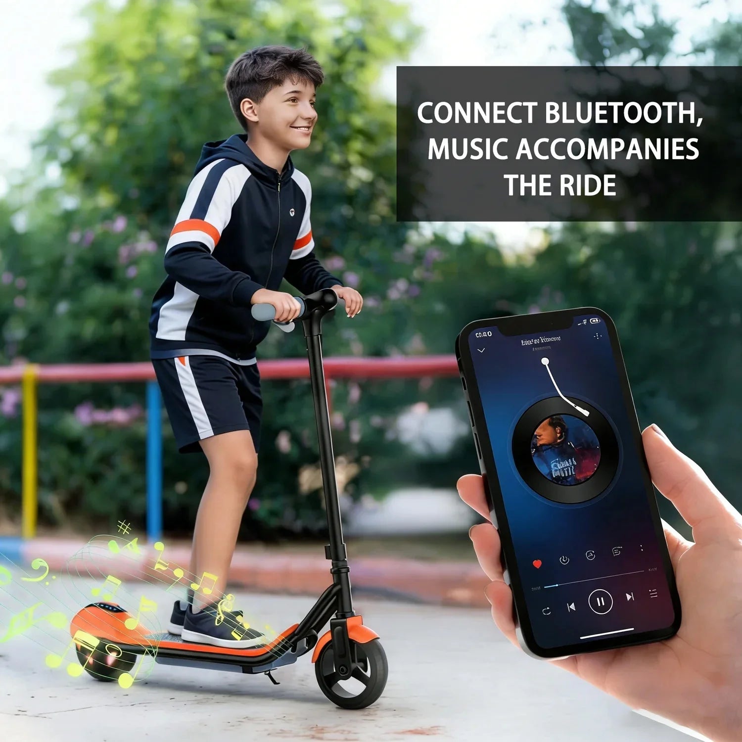 Perfect Birthday Gift! Electric Scooter for Kids Ages 6-12 Music Playing E-Scooter with Deck Lights Safe 150W Motor Fun Ride-on