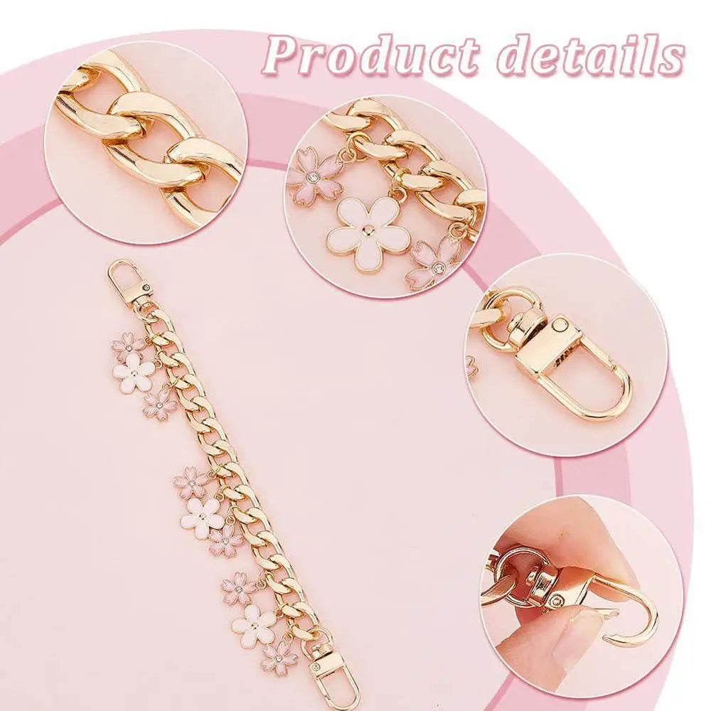 Personality Phone Charm New Chain Flower Wrist Style Anti Fall Phone Rope Bag Extension Strap Fashion Cherry Blossom Bag Pendant