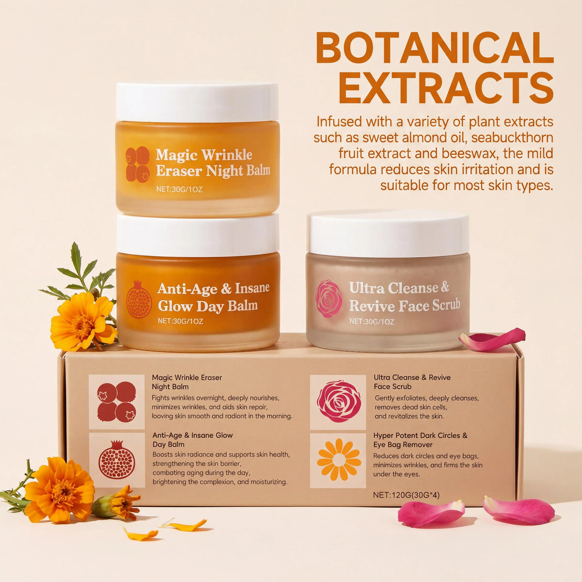 Day Night Skincare Set Gentle Repair Skin Barrier Hydrating Brightening Skins Reduce Wrinkle Dullness Eye Face Skincare Combo