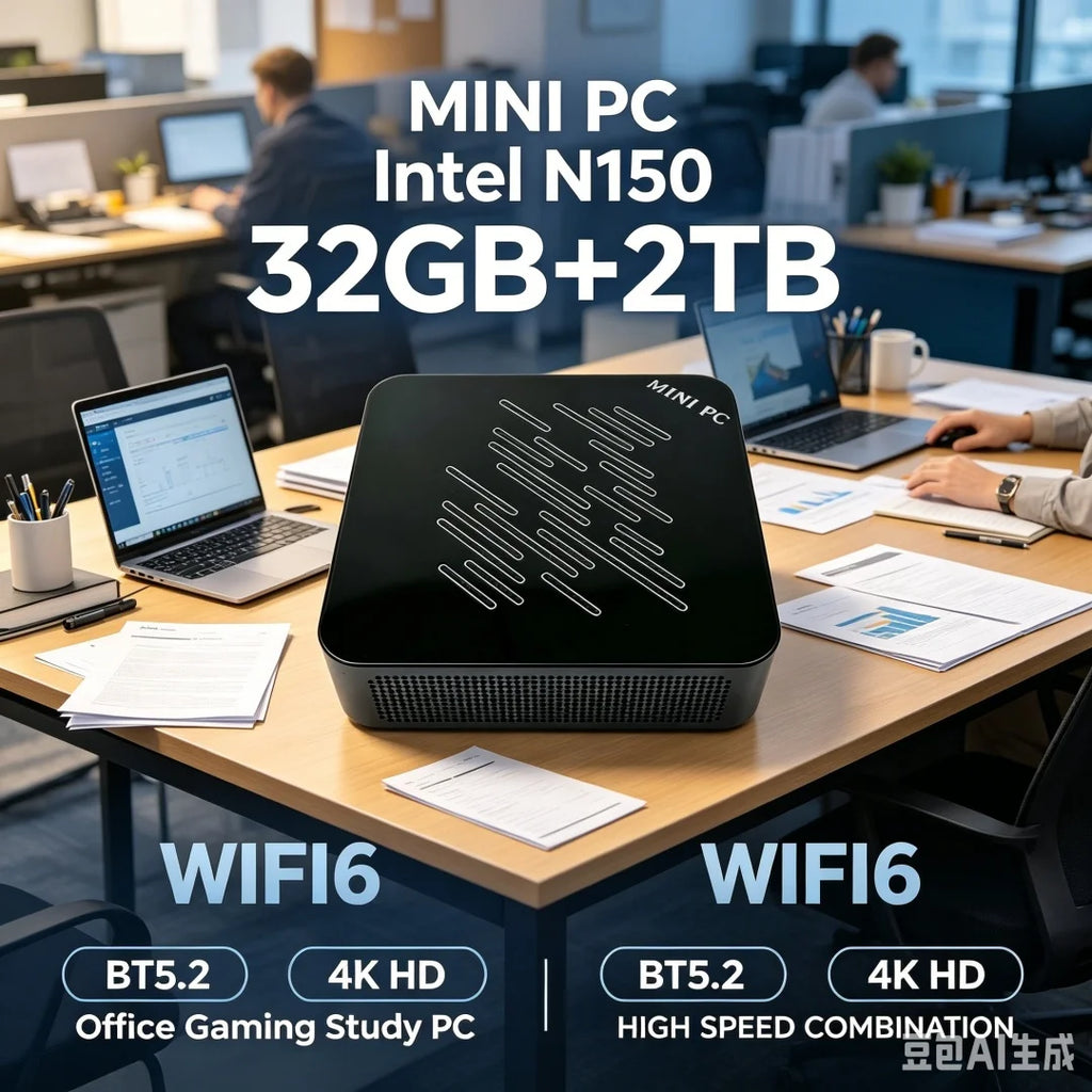 Mini PC Computer Intel Core N150 PC Gaming Computer 8/16GB RAM 1TB 2TB M.2 SSD WiFi 6 BT5.2 4K HD Portable Desktop Pc