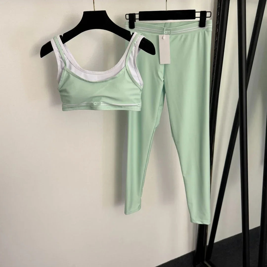 2026 Summer New Style Yoga Sports Outfit - Bandeau Top Stretchy Ankle-length Leggings