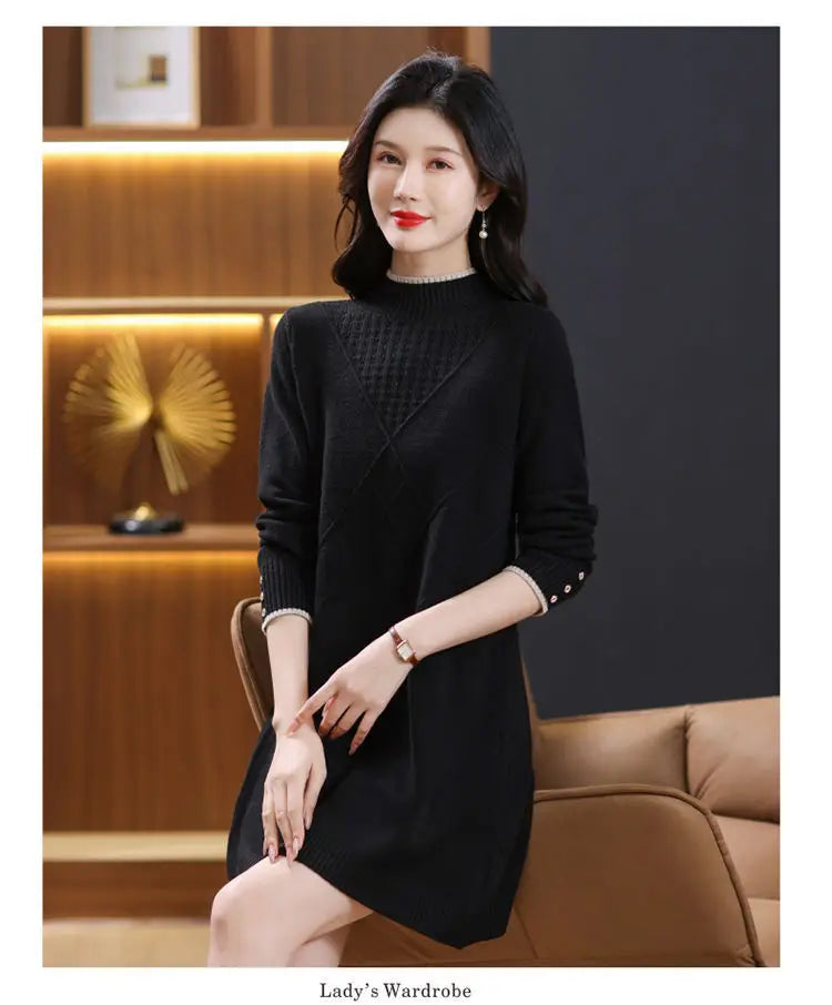 Women's Turtleneck Knitwear Top Long Sleeve Pullover Sweater Woman Clothing Fall Winter Knit Basic Blouse Wool Ladies Sweater