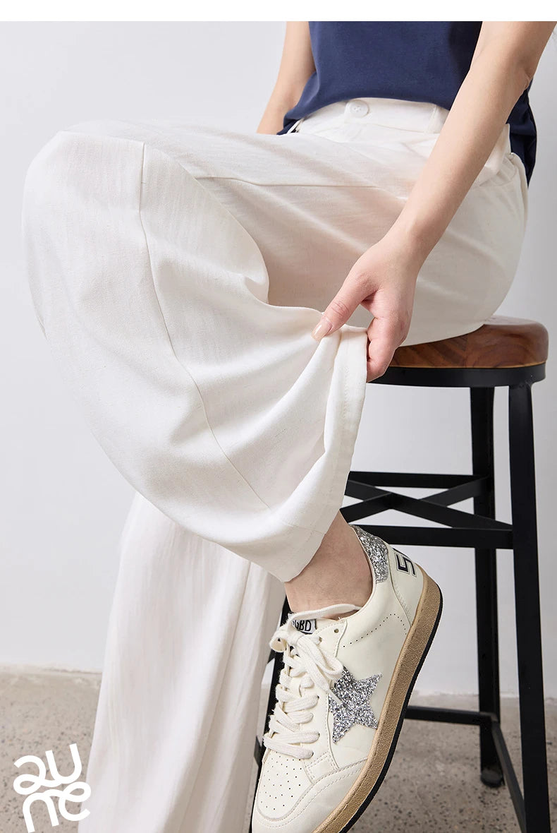 TOYOUTH Women Wide Leg Pants Summer 2026 Textured 3D Pleated Design Hip Covering Loose Breathable Comfortable Casual Daily Style