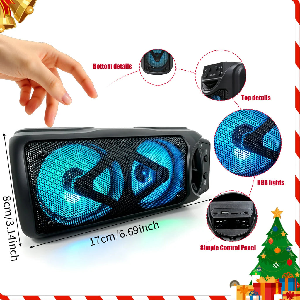 Wireless Portable Bluetooth Speaker 2000W Big‑Volume Heavy‑Bass Speaker, RGB Colorful Light Effect,