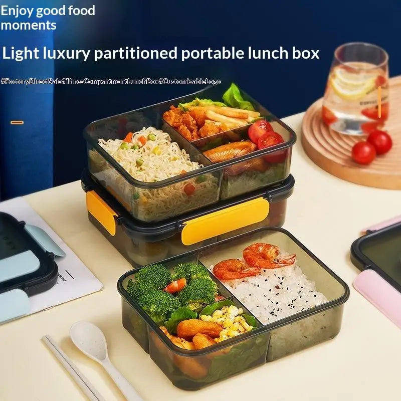 2/3 Compartment Bento Lunch Box With Leak Proof Lids Food Grade Material For Work School Travel Daily Meal Prep