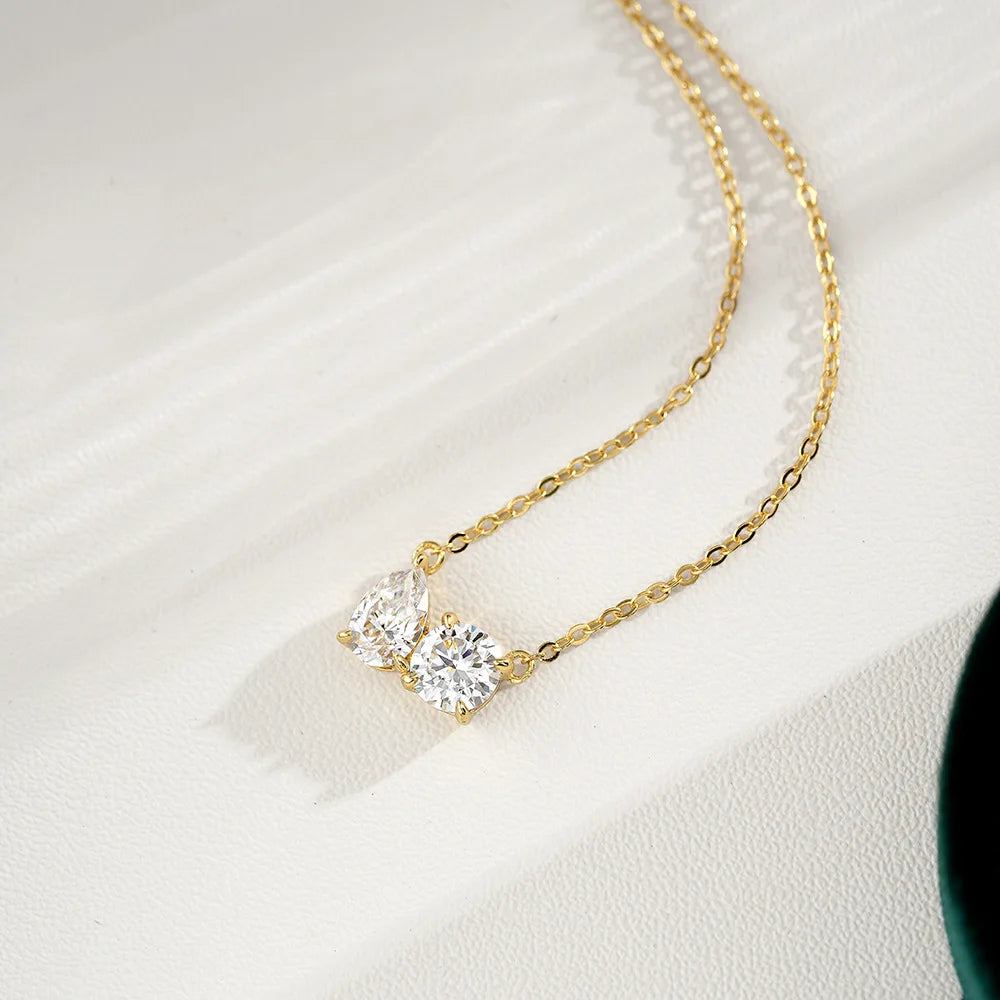 1CT / 2CT Emerald Heart Pear Princess Moissanite Diamond Pendants Necklaces For Women S925 Silver Fine Jewelry Women's Pendants