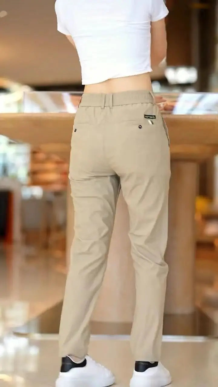 High Elasticity Ice Silk Casual Pants Men's Summer Thin Style Quick Dry Fashion Business Straight Leg Pants