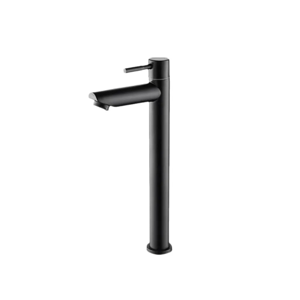 Stainless Steel Heighten Washbasin Faucet Silver/Black Quick Open Single Cold Faucet Rust-proof Sink Water Tap Bathroom Counter