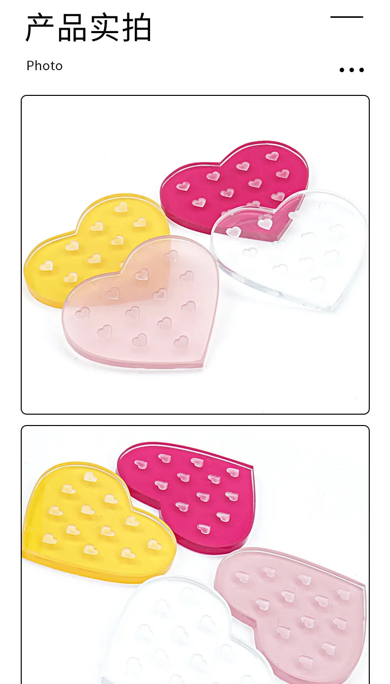 1Pc Heart Shaped Glass False Eyelash Stand Glue Holder Pad Eyelashes Extension Adhesive Pallet Paste Glue Pad Makeup Supplies