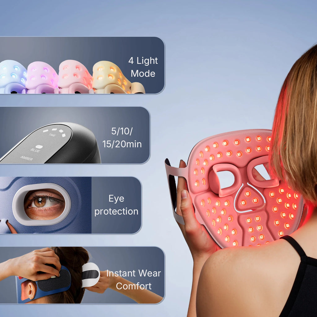 Hello Face M500S Black Wireless Face Black Mask Light Therapy 850nm Infrared & 660 nm Red Light Masks