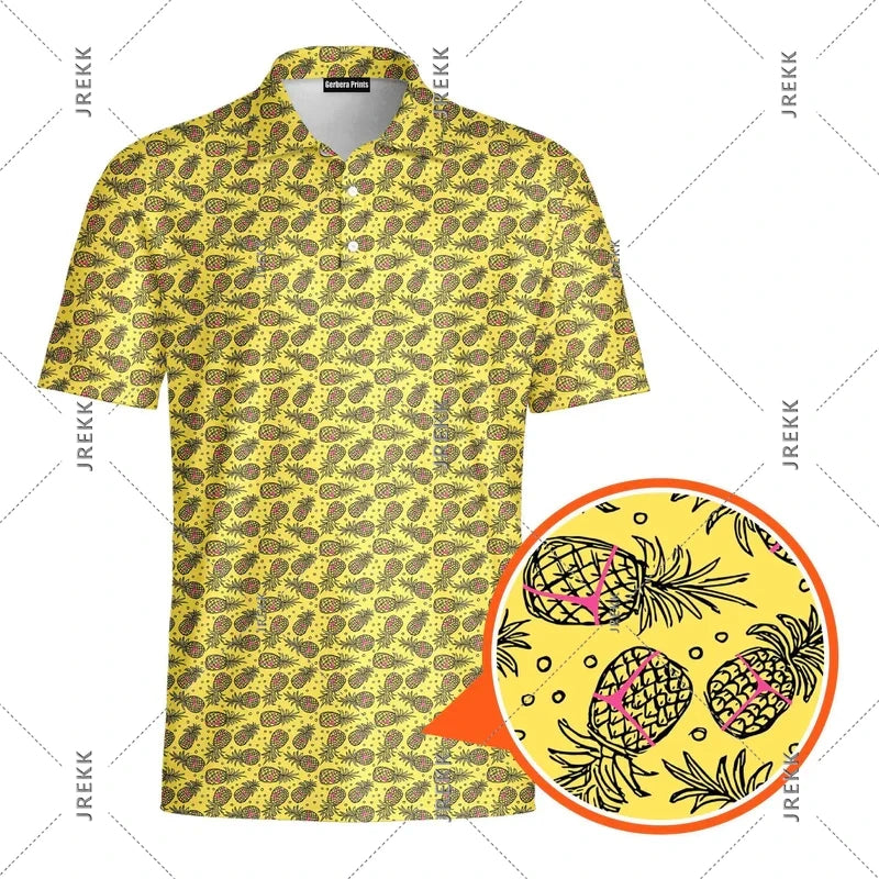 Sexy Over Print Polo Shirt For Men Hip Hop Street Personality Short Sleeve Button Golf Shirts Summer Vacation Carnival Funny Top