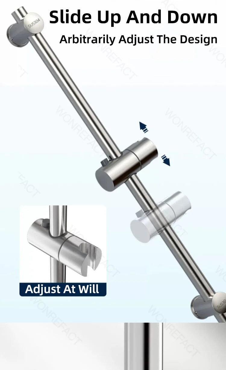 Bathroom Shower Seat Holder Rod Rail Wall Mounted Shower Slide Bar Adjustable Handheld Shower Bracket 304 Stainless Steel
