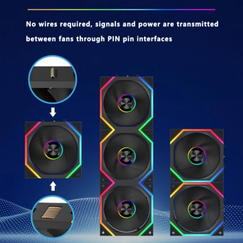 ICE Whale WX-3 Wire-Splicing PC Case Cooling Fan 3PIN ARGB Mirror Cycle Light Effect 800-1600RPM PWM Water Cooling Cooler Fan