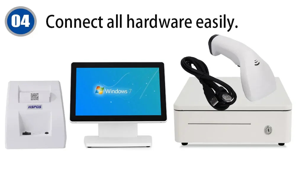 14 Inch All in One POS Cash Register Dual Screen Pos Syste for Coffee Shop Superarket Support Restaurant Run Any Software
