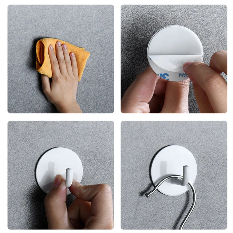 4pcs Stainless Steel Wall Hook Storage Hanger for Key Bag Clothes Waterproof Kitchen Bathroom Robe Towel Hook Organizer Accessor