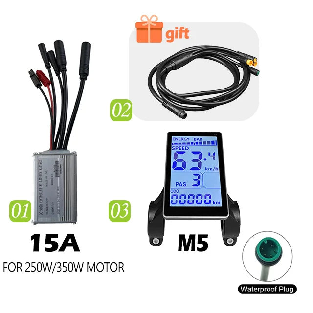 250W-750W Brushless For Electric Bike Controller LCD Panel Scooter EN06 S830 S866 JN Controller 15A 25A WP Plug Square Wave GD06