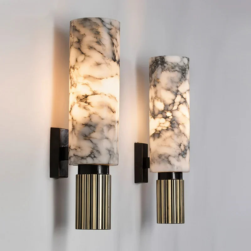 Luxury Natural Marble Wall Lamp Modern Black Cuboid Natural Stone Wall light Foyer Villa Aisle Corridor Bedroom Decoration Light