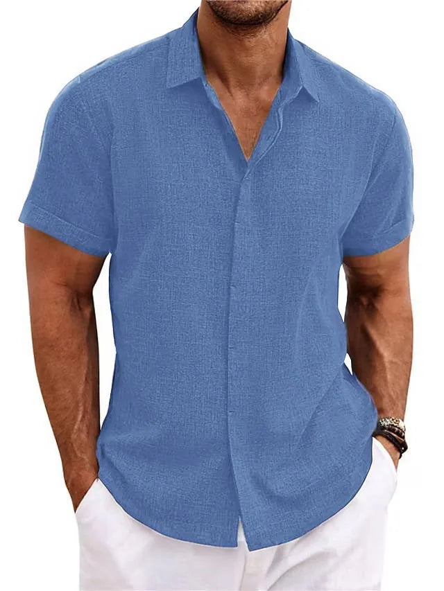 Men's Cotton Linen Short Sleeved Shirt Summer Casual Camisas Harajuku Blusas Mens Shirts Fashion Tops Men Clothing Streetwear