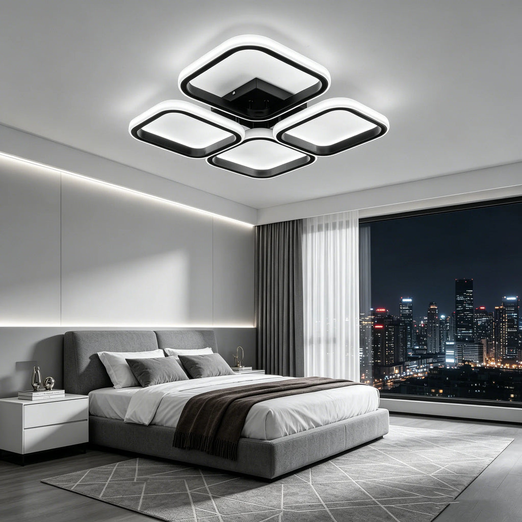 LED Ceiling Light Indoor Chandelier Square round Lamp for Living Room Bedroom Hallway - Energy Efficient Lighting Fixture