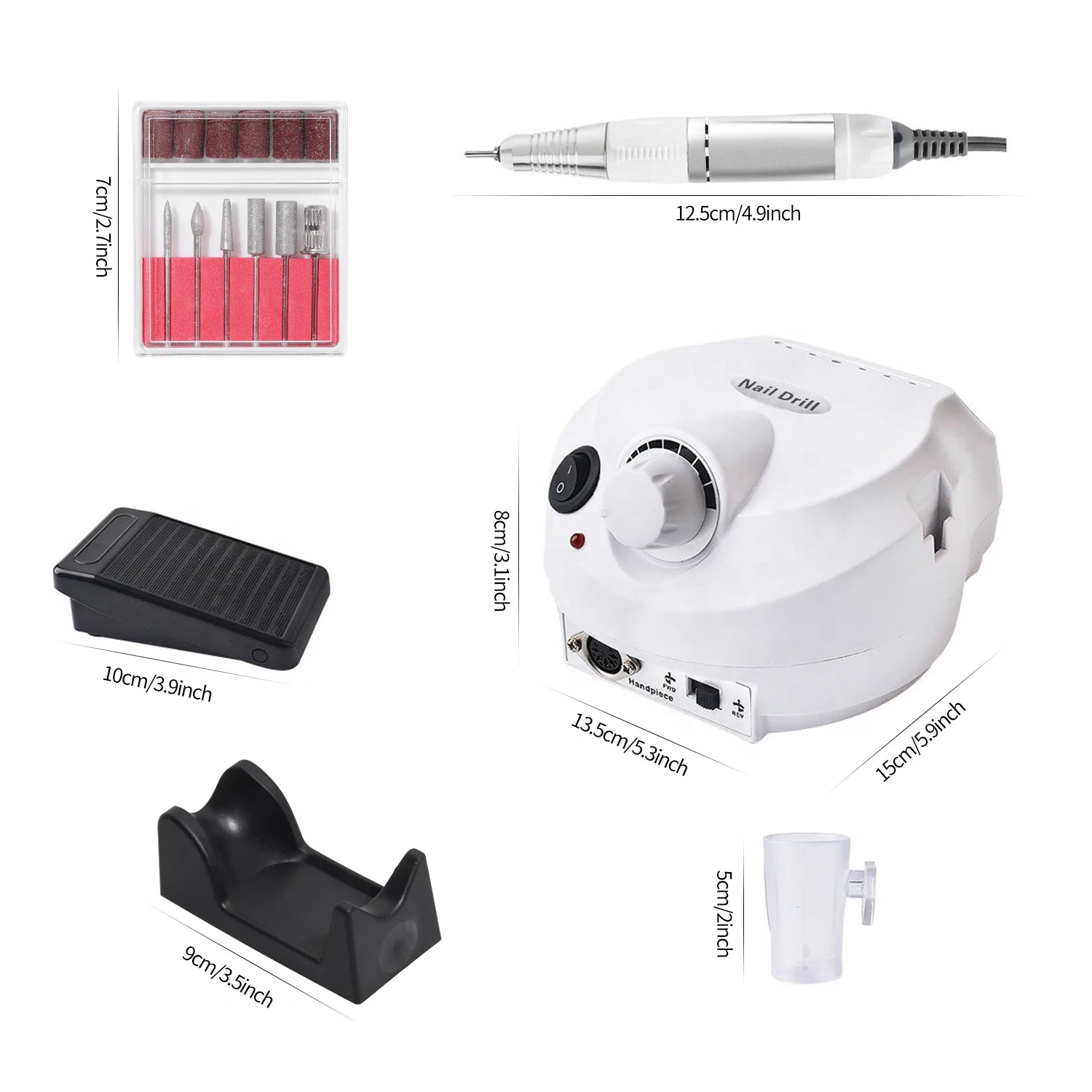 35000RPM Electric Nail Drill Machine Manicure Pedicure Professional Nail Lathe Low Noise Cutters Nail File Kit