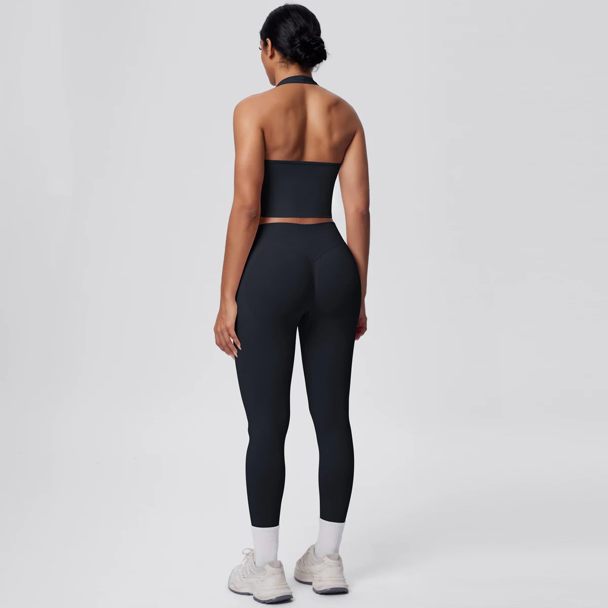 Rooftrellen 2PCS/set Women Gym Sports Yoga Set Breathable Shockproof Workout Top Backless Bra Push Up Fitness Pants Yoga Set