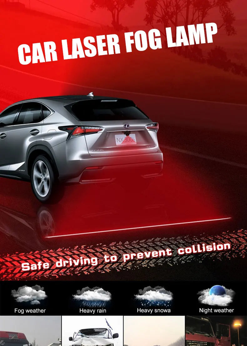 led projector Car laser Fog Light Motorcycle Anti Collision Rear-end Laser Tail Lights Brake Light Universal Decorative Lamp