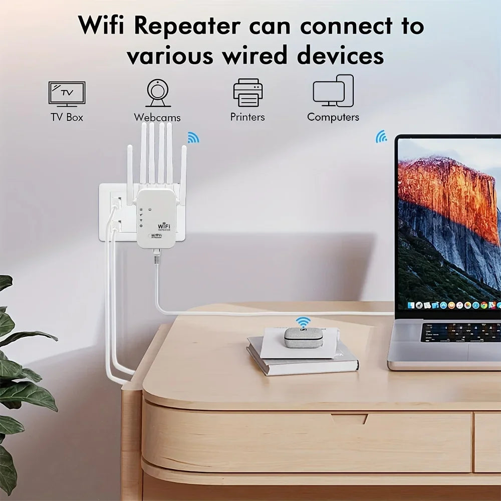 1200Mbps Wifi Repeater Dual Band 2.4G 5G Network Range Extender Signal Booster Amplifier 6Antenna Wireless WiFi Router