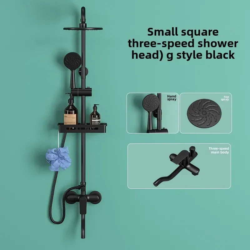 Hot and Cold Shower Head Set Bathroom Set Brushed Gold Shower System Toilet Shower Set, Household Bathroom Shower Douche