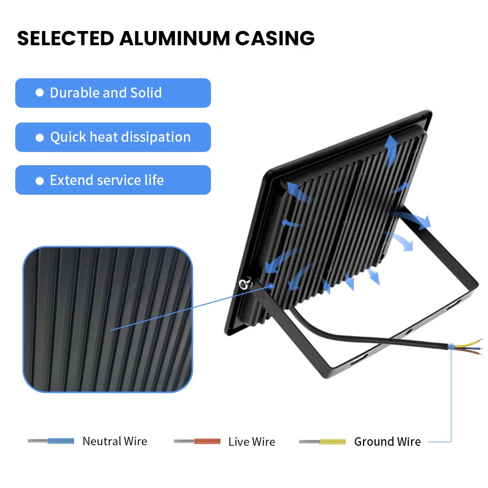 Outdoor LED Floodlights 10W 20W 30W 50W 100W 150W 200W 300W AC220V AC110V Ultra-bright Garden Garage Lighting Outdoor LED Light