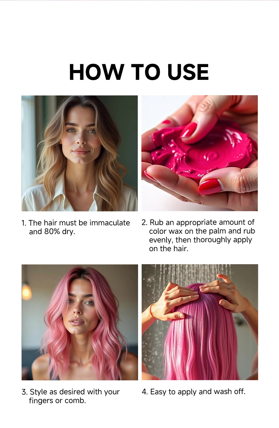 Valentine's Day DIY Hair Dyed Mud Halloween One-Time Hair Coloring Wax Hair Colour Cream for Eyebrow Beards Coloring Styling