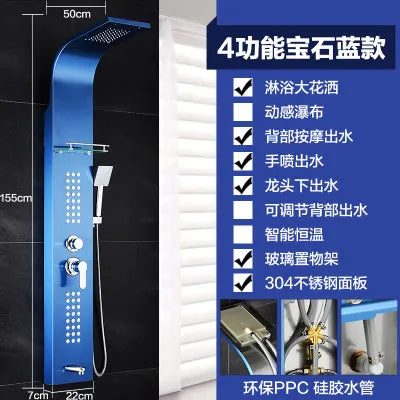 Modern Black Gold Brushed Nickel Shower System Wall Mounted Multi Function 5 Spray Mode Ceramic Valve Core Easy Install