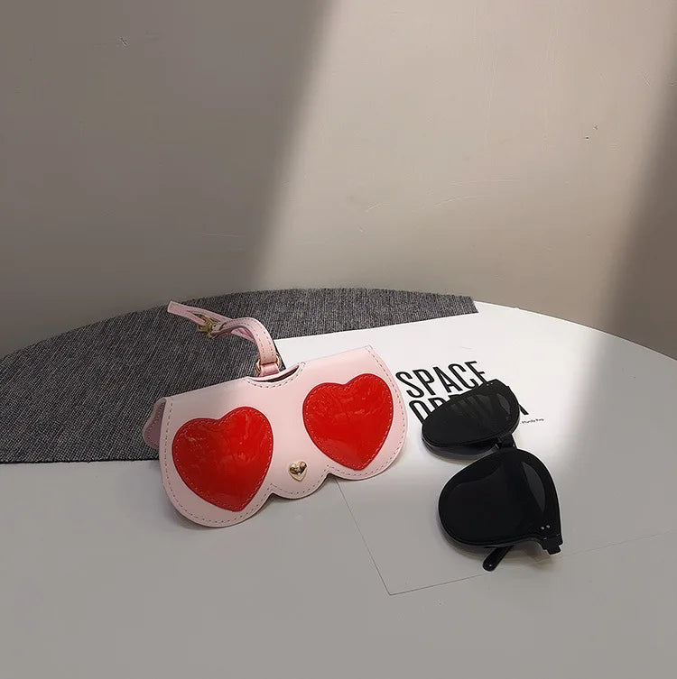 ins cartoon cute glasses case portable men and women sunglasses myopia glasses organizer bag protective sleeve glasses bag charm