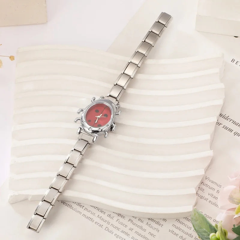 Irregular alloy case Arabic numeral classic dial Stars-shaped diamond-encrusted fashion Stainless Steel Bracelet ladies watch