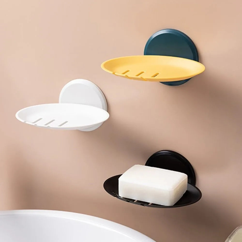1Pc Bathroom Soap Dish Storage Basket Box Plastic Drain Holder Strong Wall Hanging Soap Box Punch-free