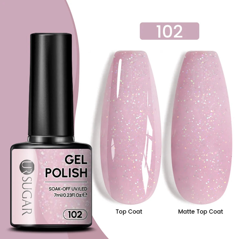 UR SUGAR 7ML Valentine’s Day Gel Nail Polish 107 Colors Classic Black Red Glitter Semi Permanent Autumn Soak Off UV Gel Varnish