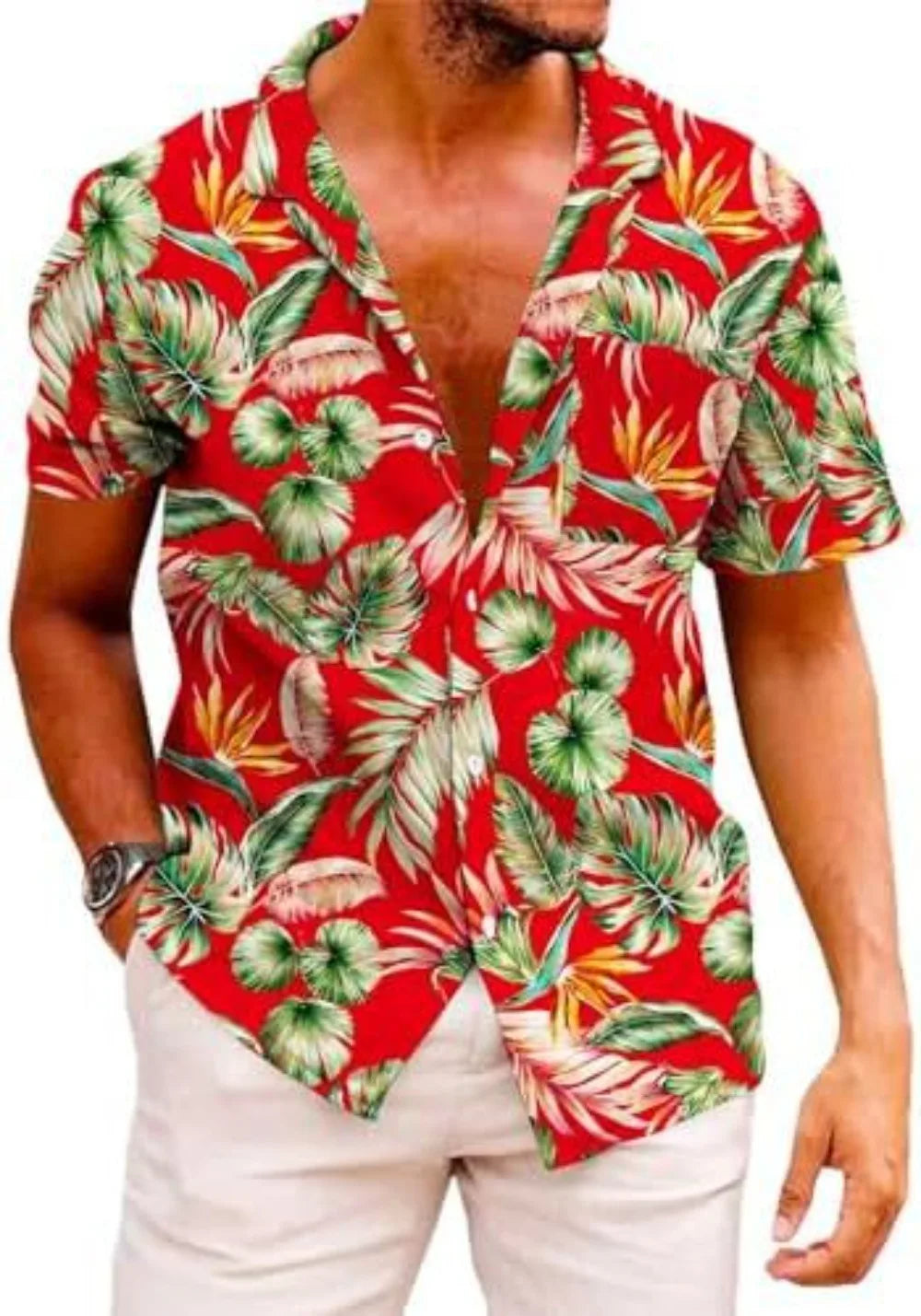 Summer Trendy Hawaiian Men's Palm Beach Shirt Tropical Vacation Clothing