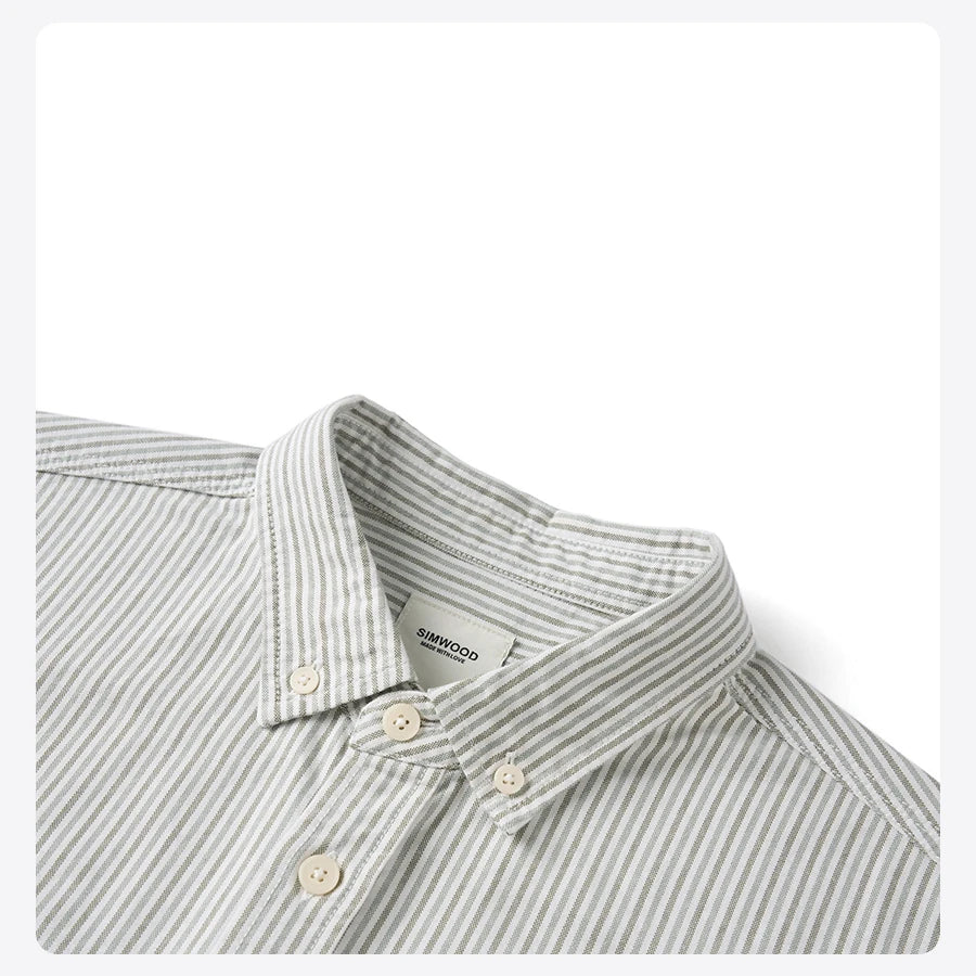 SIMWOOD 2026 Autumn New Oversize 200gsm 40S Cotton Oxford Fabric Shirts Men Classic Vertical Striped Smart Casual Shirts