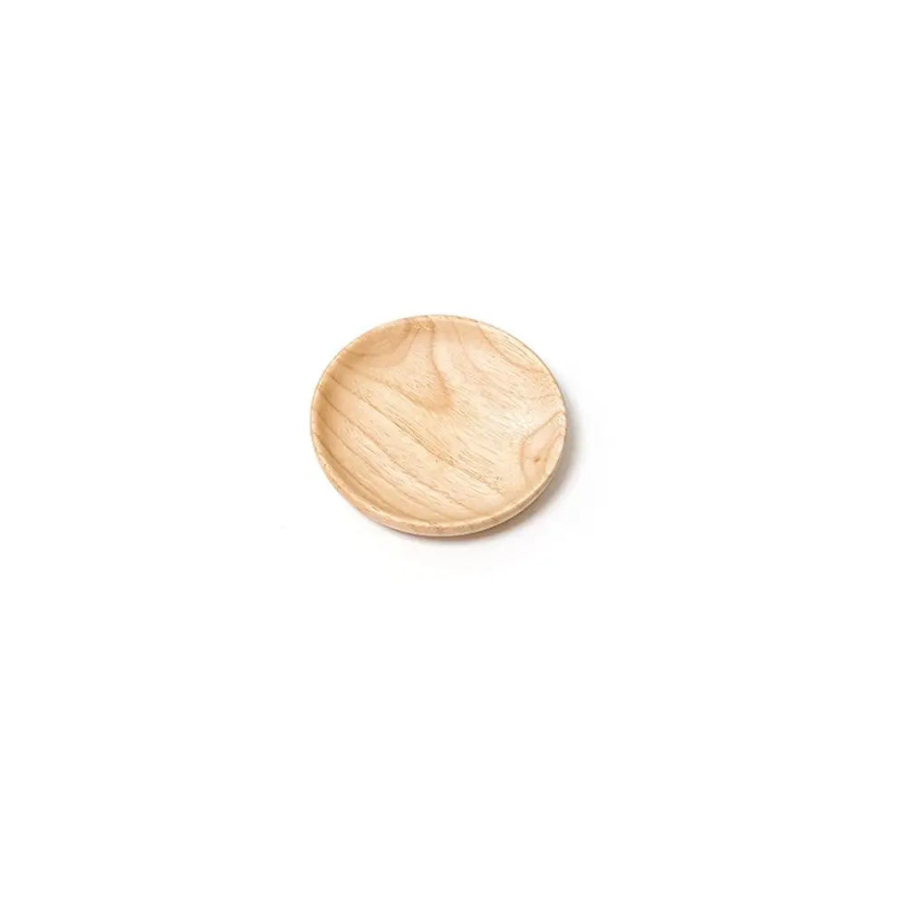 Rubber Wood Eco-Friendly Hand-made Round Kitchen Supplies Unbreakable Snack Plate Wood Plate Tea Tray Dessert Plate