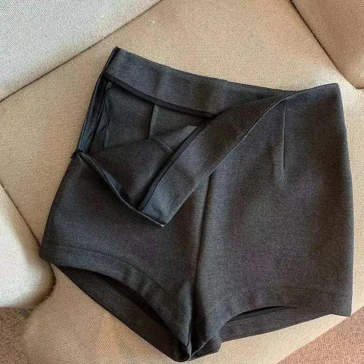 Short Pants Women Black Grey Suits Pantalones Cortos De Mujer Autumn New Slim High Waist Wide Leg Shorts Femme Y2k