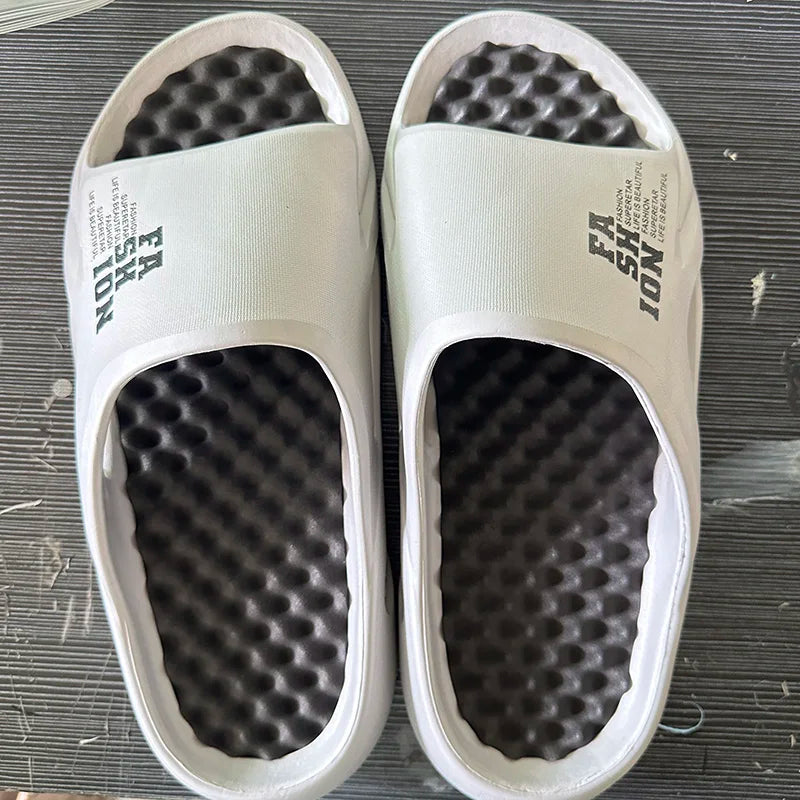 Men's Massage Slides Ultra Soft Cloud Slippers Thick Sole Non-slip Indoor Outdoor Sandals Casual Beach Flip Flops Big Size 48 49