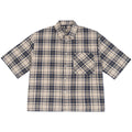 Mens 100% Cotton Short Sleeve Cropped Plaid Shirt for Summer Boxy Fit Button Up Custom Flannel Fashion Street Clothes Unisex
