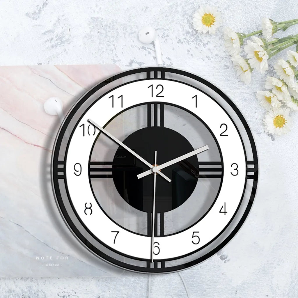 Nordic Glass Wall Clock Silent Modern Transparent Clocks Quartz Movement Wall Watches Modern Home Wall Decoration Accessories