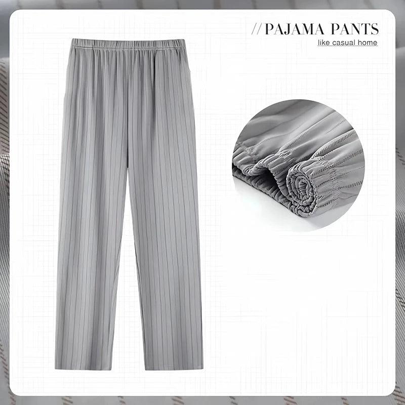 Men's Stylish Summer Pajama Pants, Thin Plaid Loungewear, Loose and Comfortable, Plus-Size Breathable Air-Conditioned Pants, Home Sleepwear