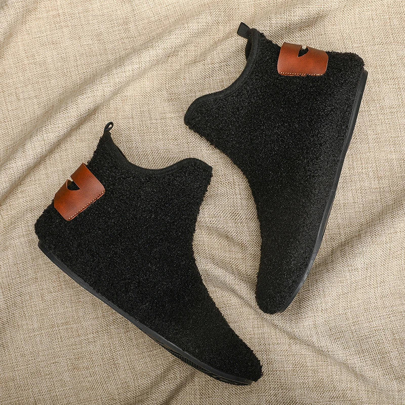 YRZL Winter Cotton Shoes Men High Top Warm Slip on Lightweight Slippers Men Plush Indoor Cotton Loafers Men Winter Warm Shoes