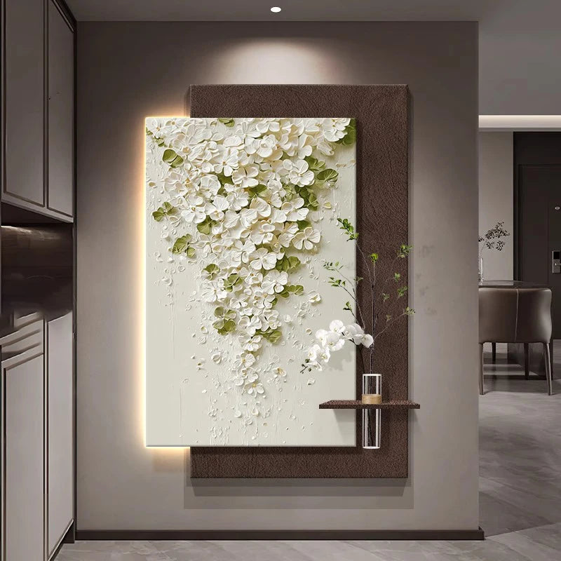 Led Light Hydroponic Green Plants Entrance Door Decoration High-end Feeling Corridor Hanging Flower Wall Lamp Painting