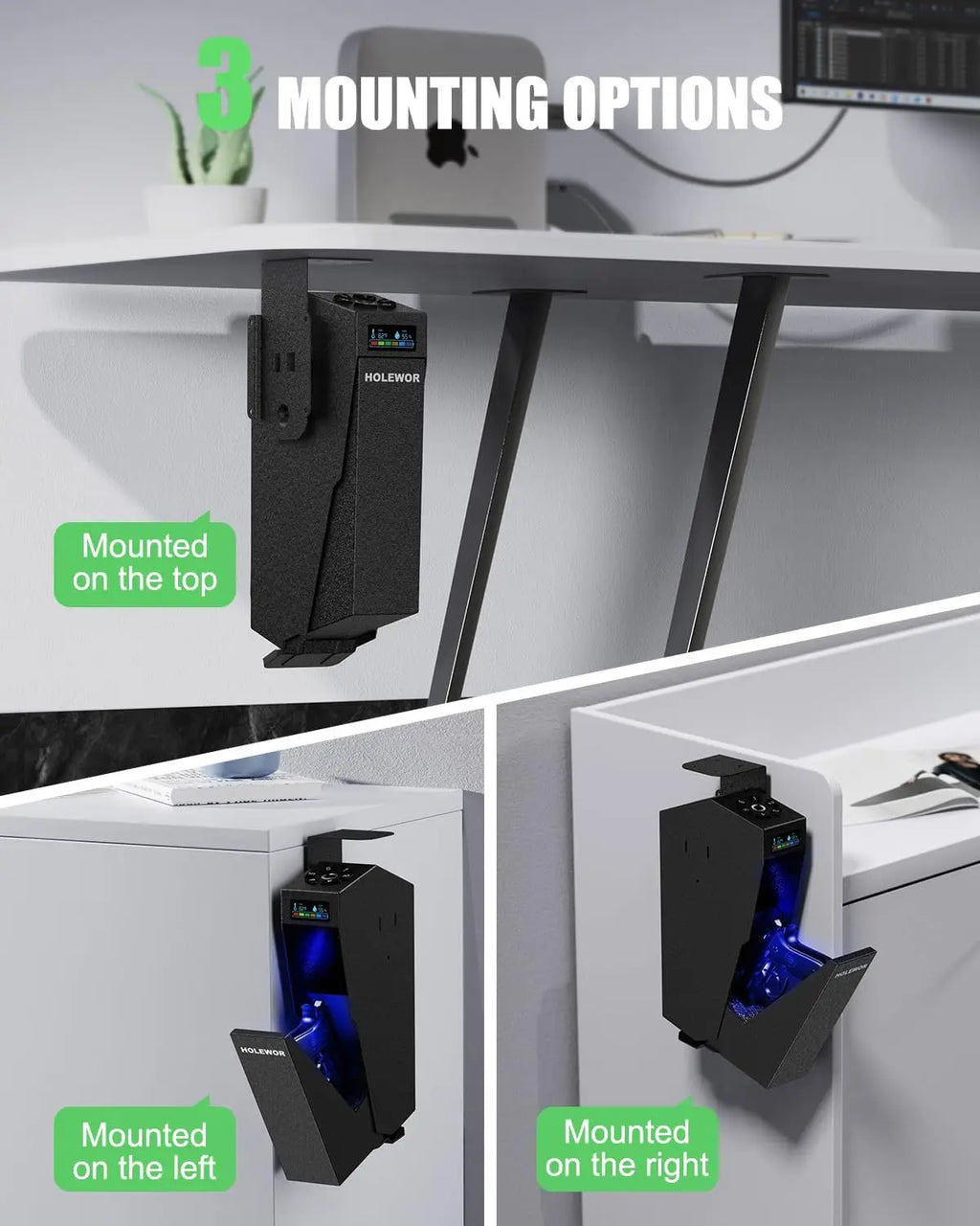 Smart Fingerprint Handgun Safe Biometric Lock Alloy Steel Security Box for Home Car Bedside