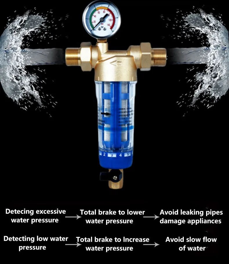 Front Purifier Whole House Spin Down Sediment Water Filter Central Backwash Remove Rust Contaminant Stainless Steel Mesh