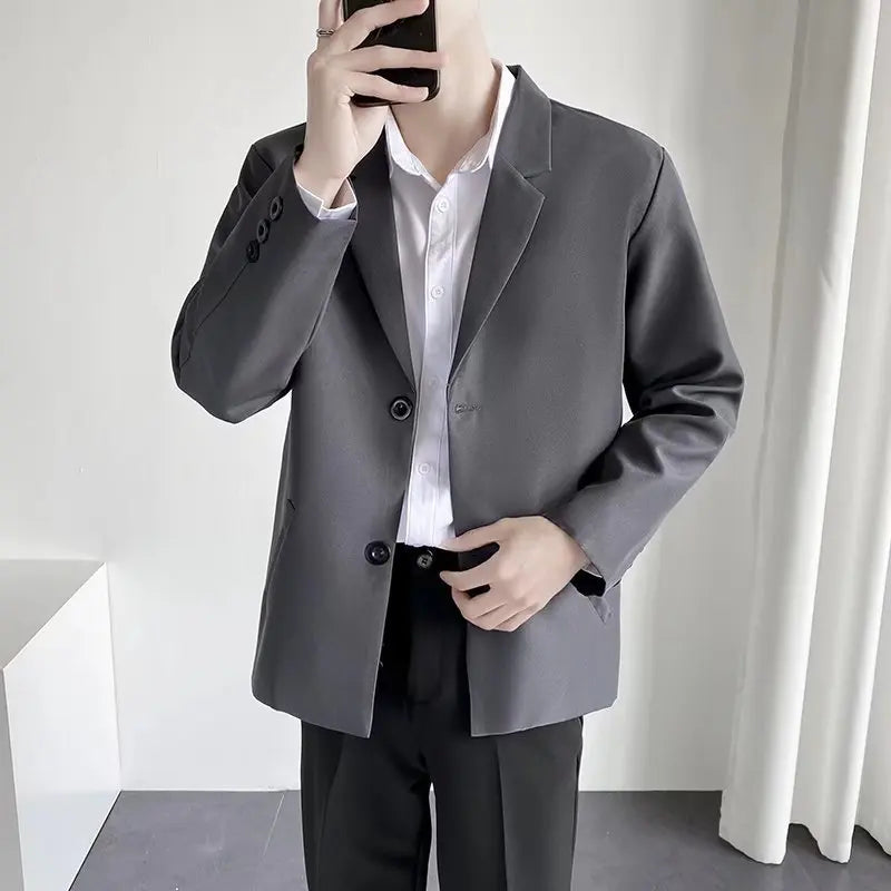 2025 men's spring and autumn casual suit jacket fashionable lightweight work office business slim fit Western style top