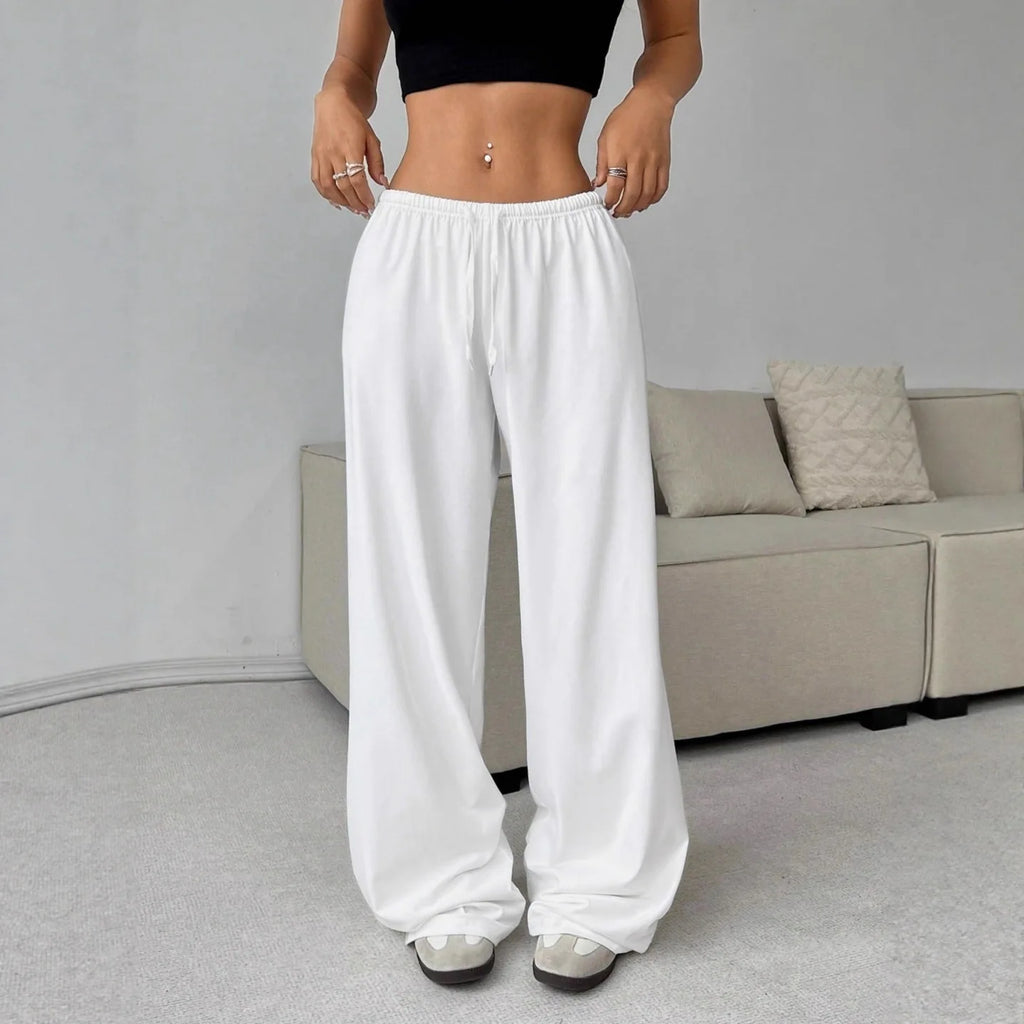 2026 Women's Casual Four Seasons Comfortable Loose Woman Pants Solid  Drawstring Elastic Belt Wide Leg Running Chic Women Pants