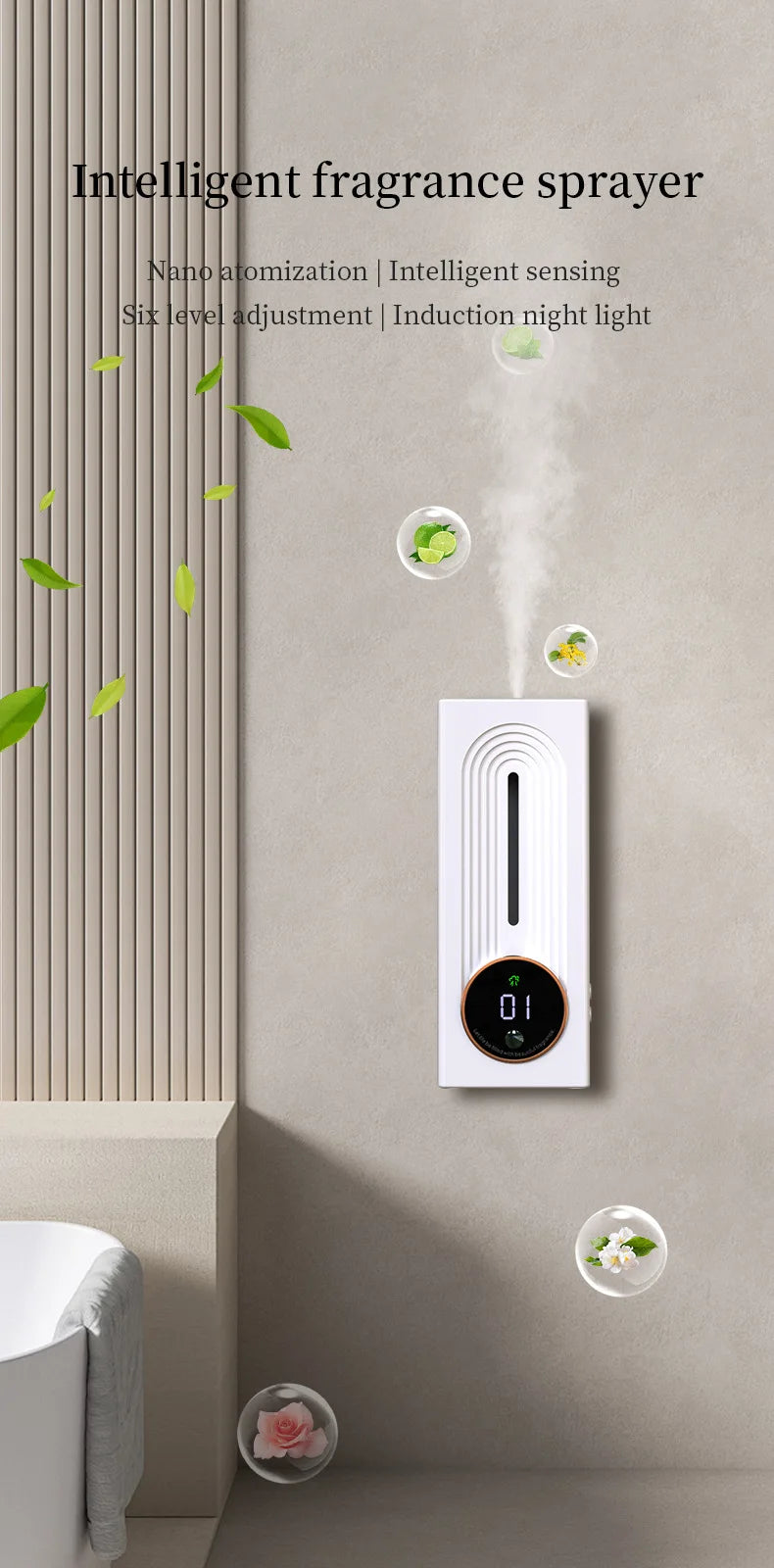 2026 New Wall-mounted Sensor Aroma Diffuser Automatic Aroma Sprayer Intelligent Aroma Diffuser
